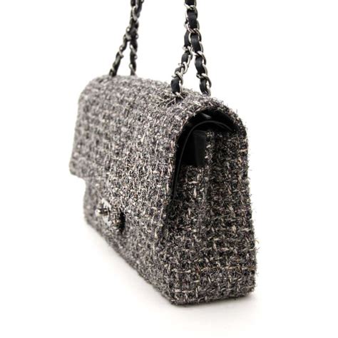 grey tweed chanel bag|Chanel vintage tweed bag.